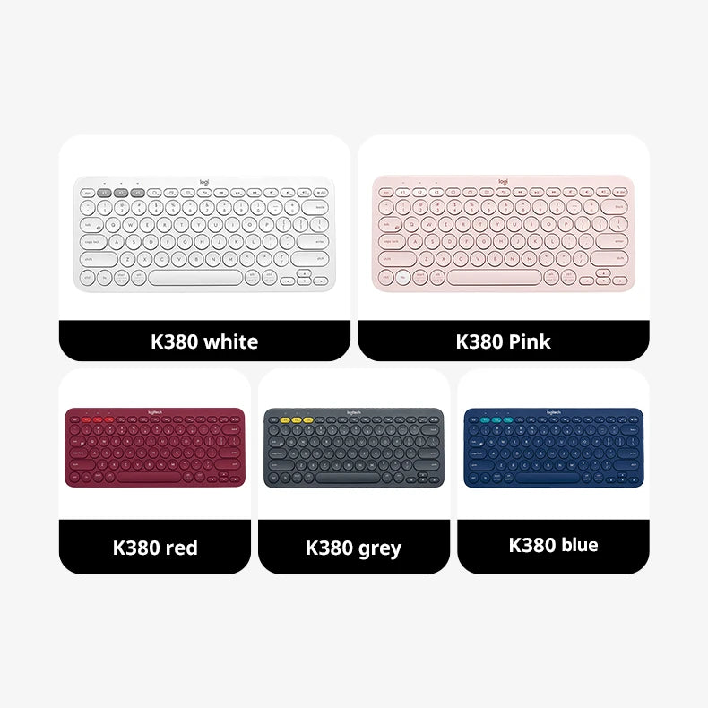 Logitech K380 Wireless Bluetooth Network Red Keyboard Tablet iPad Office