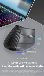 JOMAA Backlit Bluetooth Wireless Vertical Mouse With OLED Screen Rechargeable USB Wired Gaming Mouse 24000DPI Speed ​​Roller