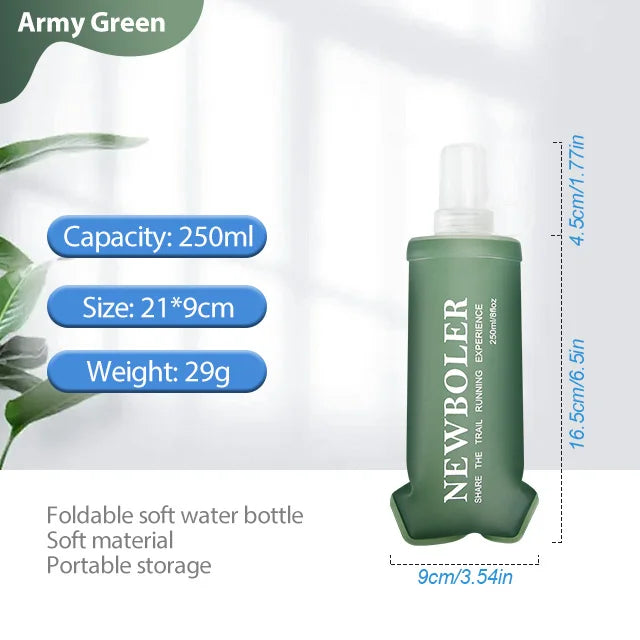 Garrafa Soft Flask 150/250/300/500ml – Dobrável em TPU para Corrida e Outdoor