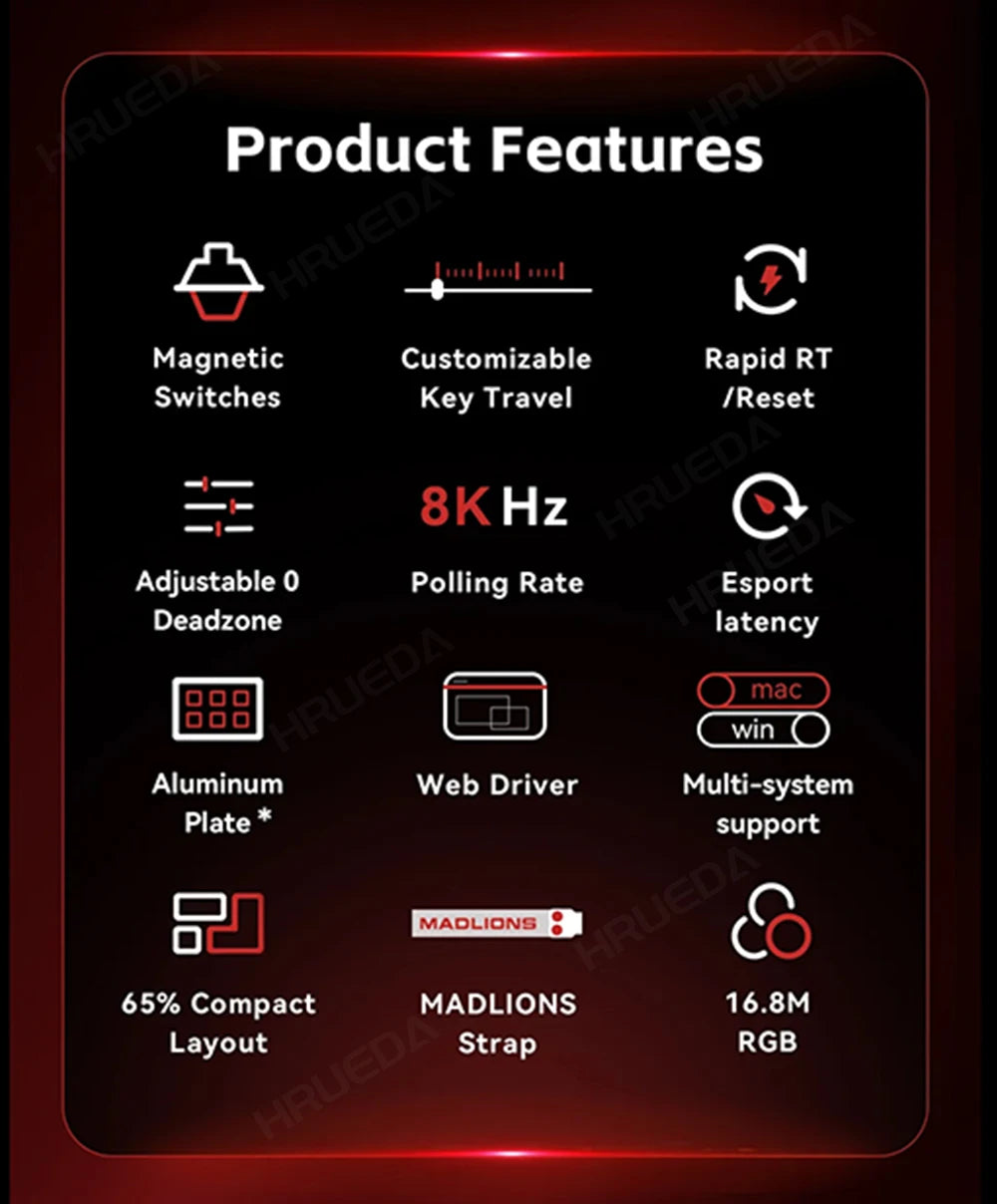 MADLIONS Mad 60he Mad60HE Mad 68HE Mechanical Keyboard Magnetic Switch Wired Hot Swap 8K Polling Rate Customized Gaming keyboard