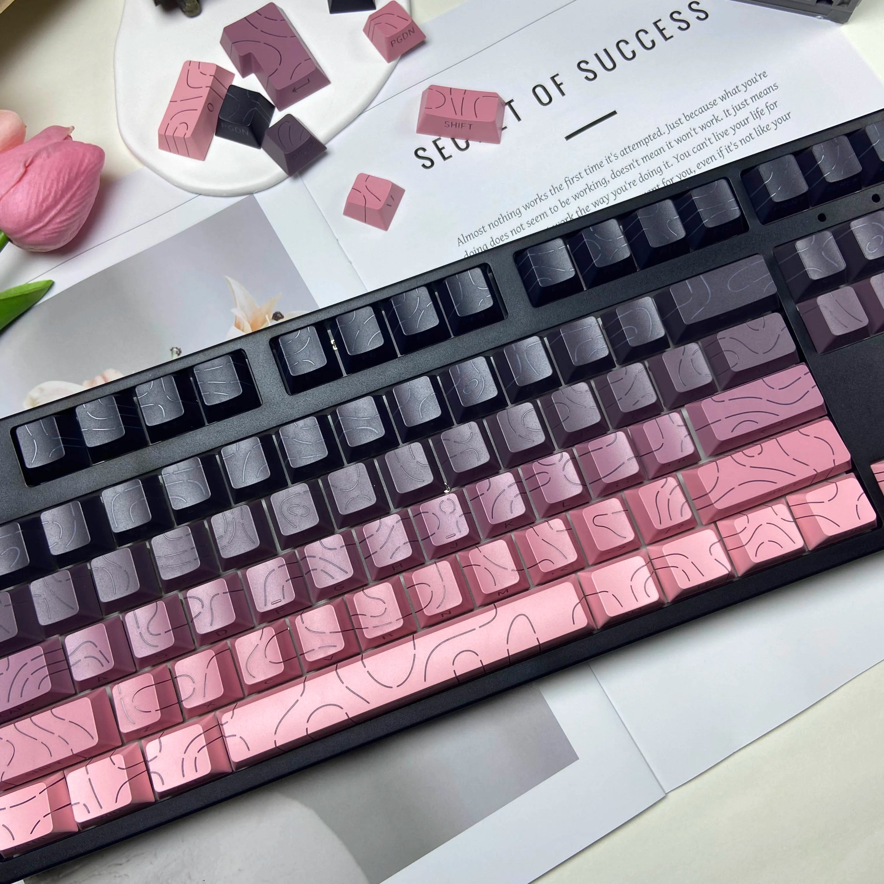 Line Gradient Side Shine Through Keycaps Cherry Profile PBT Custom Keycaps for 60% 65% 75% 96% 98% 100% Mechanical Keyboard