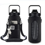 2L 64OZ Half Gallon Water Bottle with Sleeve Motivational Water Bottle with Straw & Time Marker Leakproof Sport Water Jug