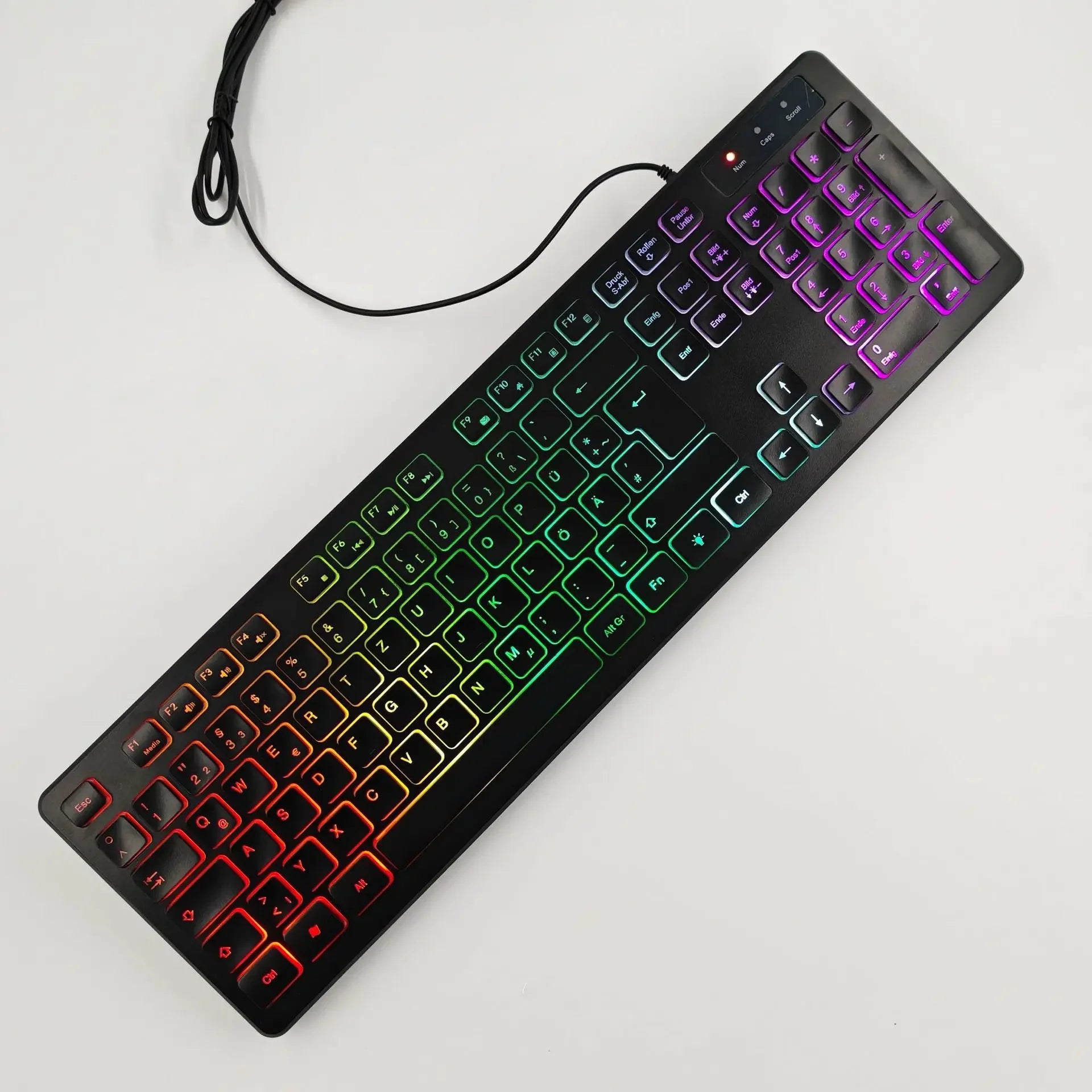 Computer Gaming Keyboard Light Backlit RGB Mute Wired Keyboard USB Office Home Russian French Spanish German Arabic English