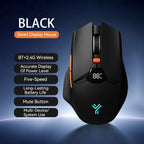 Wireless Bluetooth mouse with digital battery display, silent ergonomic mouse for PC Laptop Gaming, 2.4G / Bluetooth 5.0