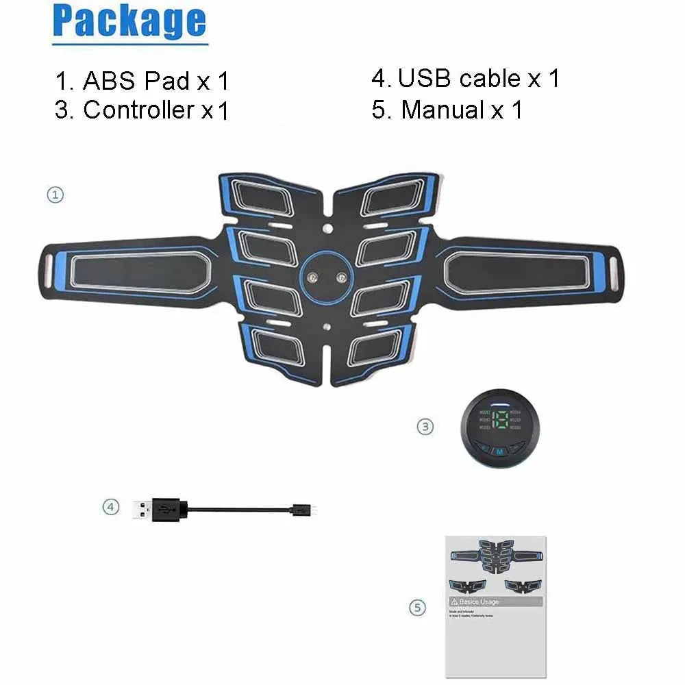 CorePulse EMS – Cinto Eletrónico Recarregável para Treino Abdominal e Massagem Muscular