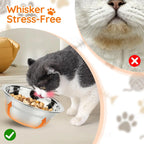 Elevated Cat Bowls Raised Wood Stand Feeder with 3 Stainless Steel Bowls Feeding & Watering Supplies for Puppy Cats Accessories