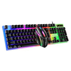 Rainbow Backlit Wired Keyboard and Mouse,Floating Keycap Strong, Wear-resistant, Comfortable Feel Keyboard for Business Office