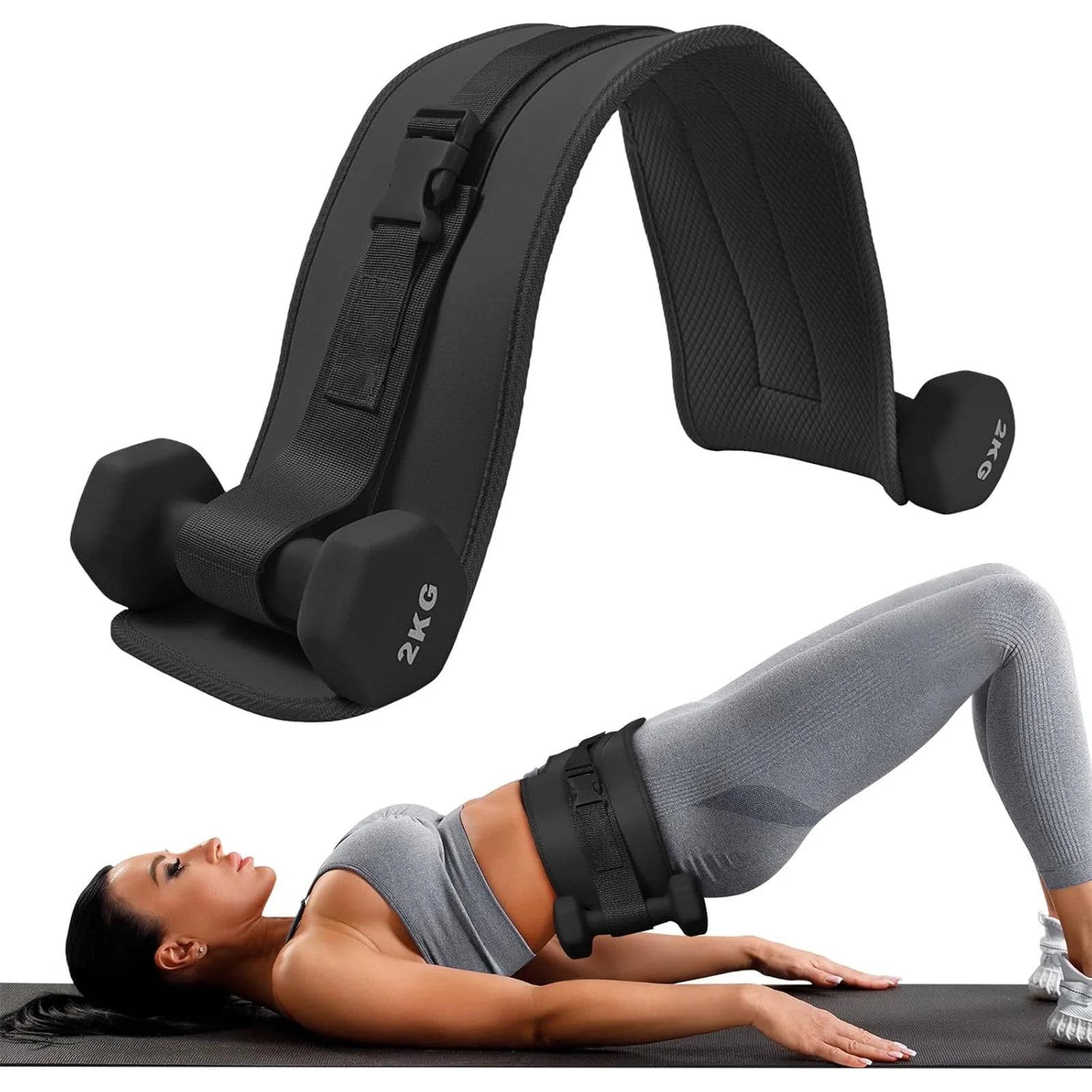 Exercise Hip Thrust Belt - Dumbbell Hip Thrust Belt, Thicken & Wide, Comfortable for Dumbbells, Kettlebells or Plates