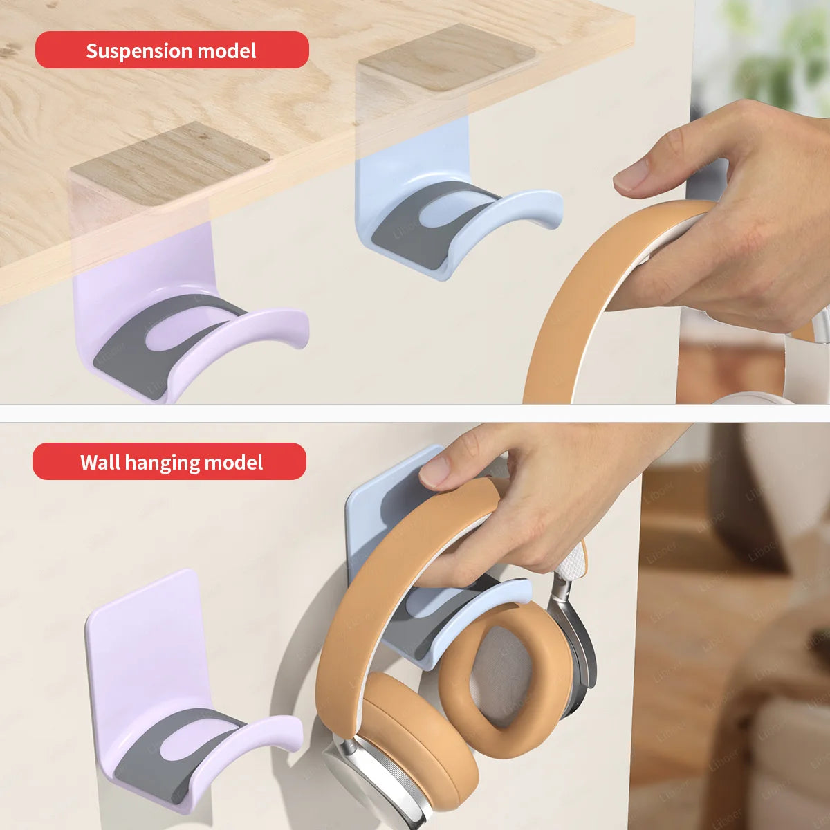 Under Desk Headset Support Headphone Stand Wall Mounted Multi-color Universal Plastic Headphone Hanger Gaming Headset Holder