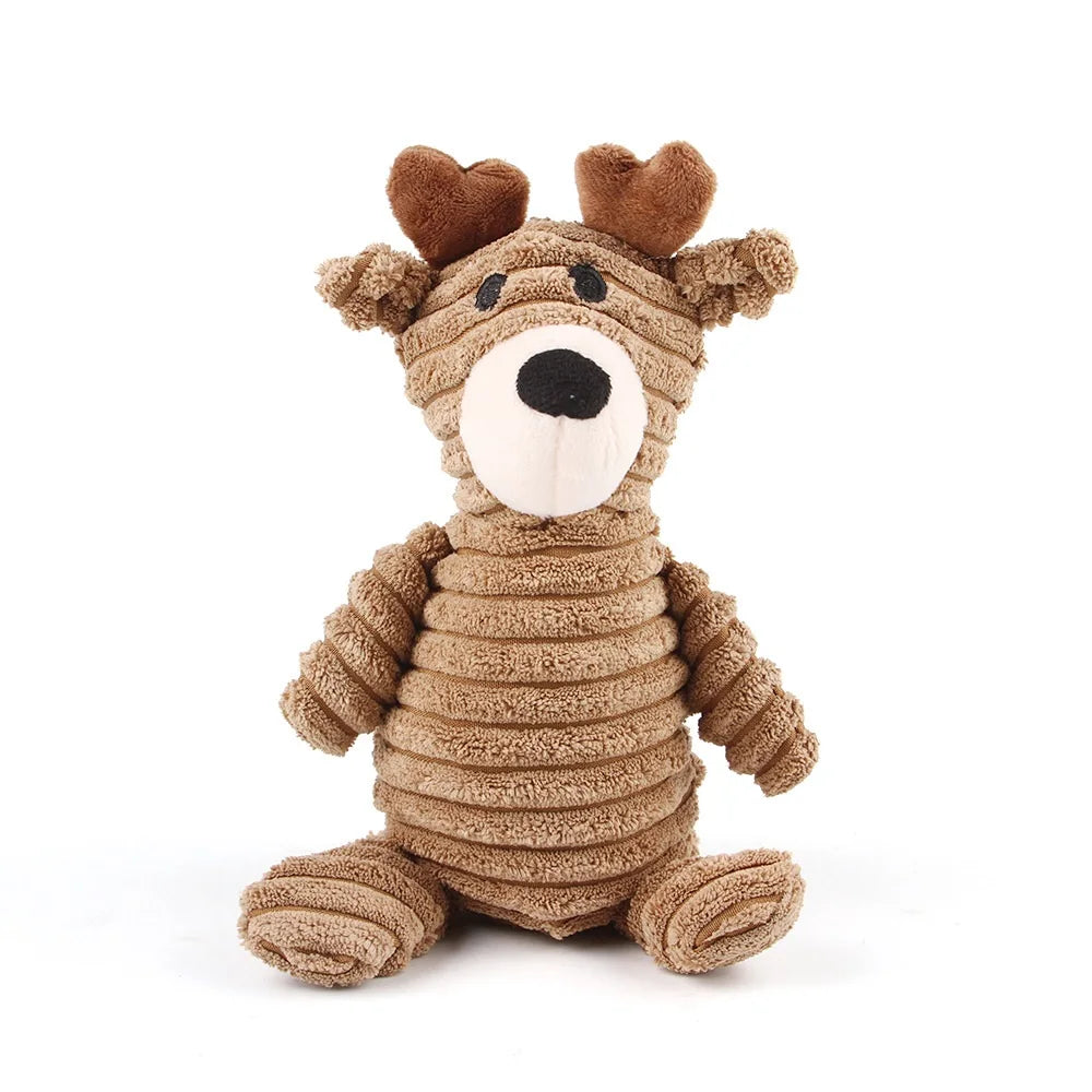 Plush Dog Toy Animals Shape Bite Resistant Squeaky Toys Corduroy Dog Toys for Small Large Dogs Puppy Pets Training Accessories