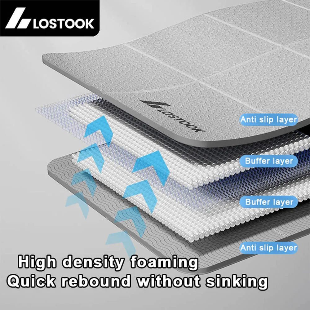 Tapete de Yoga TPE 4 mm Dobrável para Viagem e Treino em Casa