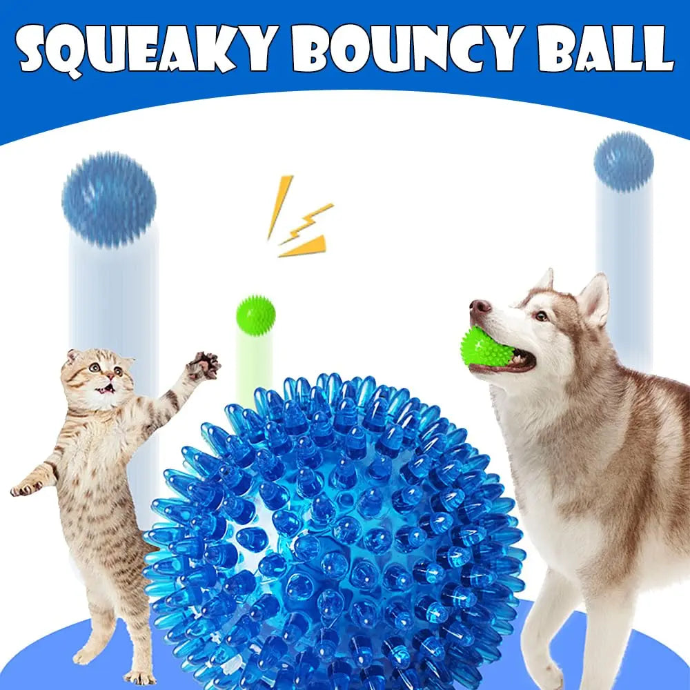 Conjunto 3/6 Bolas Squeaky para Cães – Brinquedos Flutuantes de Limpeza Dentária