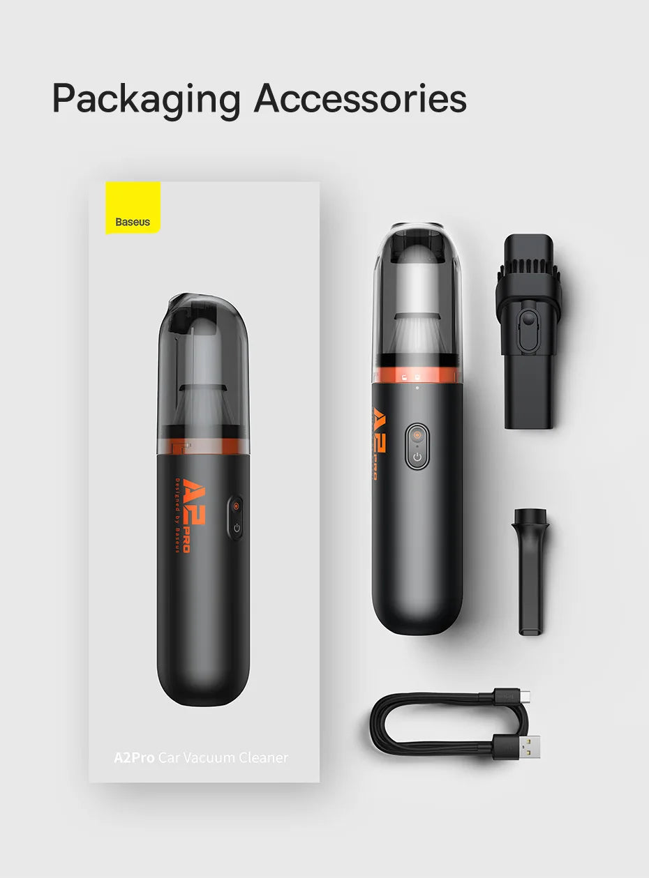 Aspirador Portátil Baseus 6000Pa 2‑em‑1 para Carro, Casa e Escritório