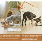 Raised Cat Feeder 3 Bowls in 1 Food and Water Supplies 15° Raised Puppy 3 Stainless Steel Bowls Wooden Cat Accessories
