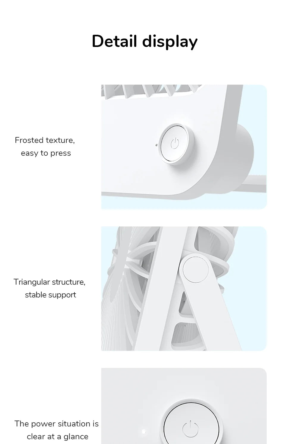 Ventoinha JISULIFE de Mesa — USB, 4 Velocidades, Ultra Silenciosa e Portátil