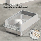 Stainless Steel Litter Box, Semi-enclosed Splash-proof And Leak-proof Design, Removable Lid, Suitable For Big Cats, And More