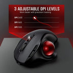 2.4G Wireless Trackball Mouse, Dual Bluetooth 4.0 Rechargeable Ergonomic Mouse for Mac, Windows Computer, Laptop, PC