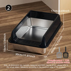Stainless Steel Litter Box, Semi-enclosed Splash-proof And Leak-proof Design, Removable Lid, Suitable For Big Cats, And More