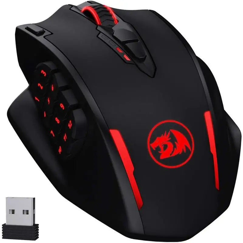 Redragon M913 Gaming 16000 DPI Wired 2.4Ghz Wireless RGB Optical Gaming Mouse with 16 Programmable Buttons, Black/White