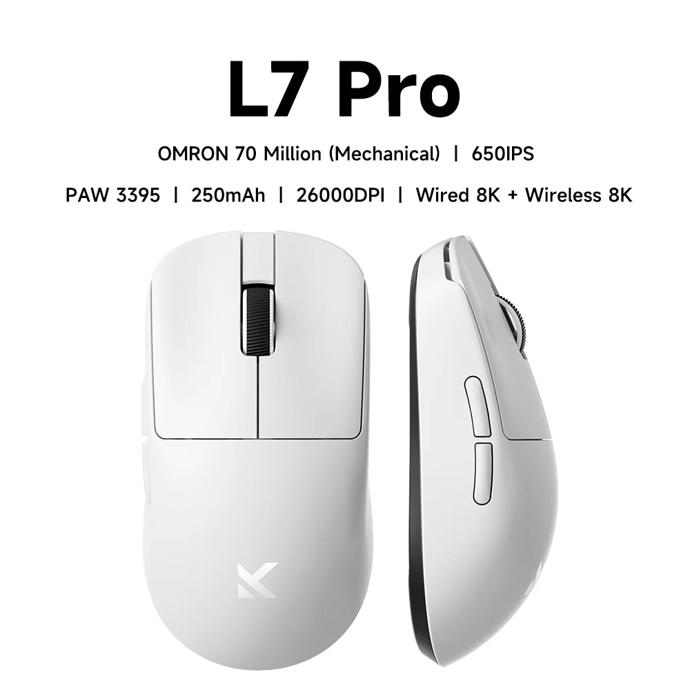 MCHOSE L7 Wireless Gaming Mouse L7 Ultra PAW3395 26K Sensor Dual 8K Polling 39g Ultra-Lightweight2.4GHz RF/BT/Wired Tri-Mode