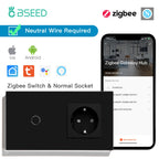 BSEED Zigbee Touch Switch — 1/2/3 Gang + Tomadas EU com Neutro