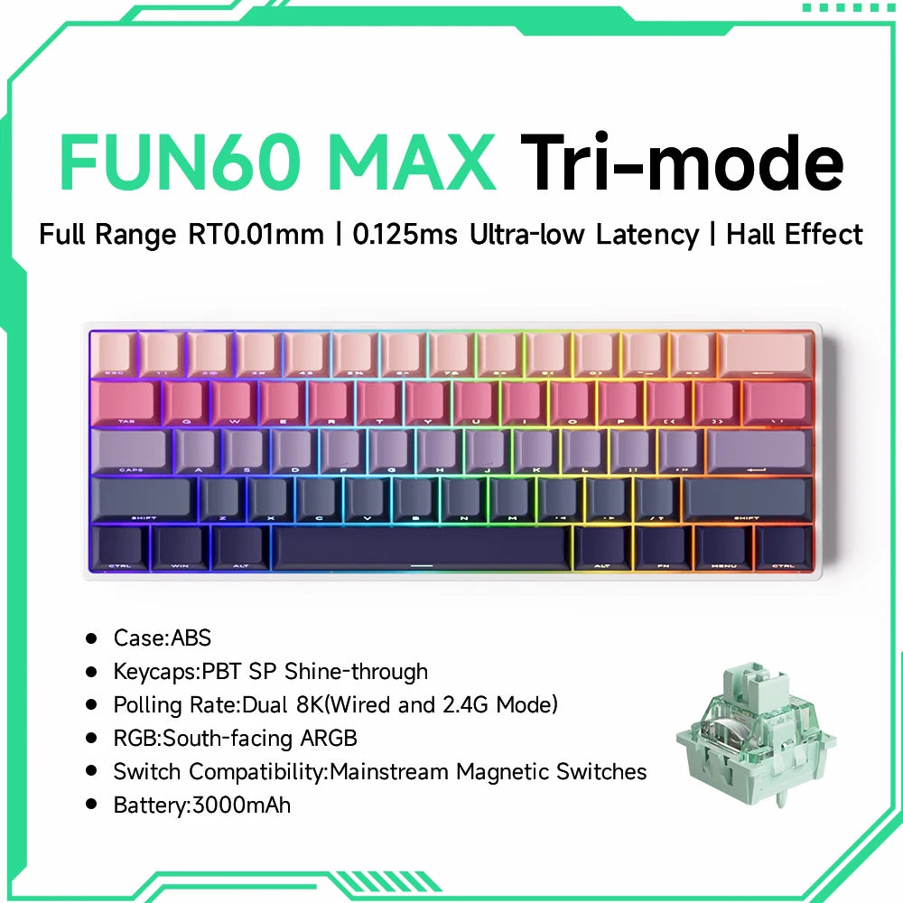 Akko MonsGeek FUN60 Magnetic Switch 60% Magnetic Switch Gaming Keyboards Rapid Trigger 0.01mm 8K ARGB HE/TMR Custom Keyboard