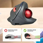 2.4G Wireless Trackball Mouse, Dual Bluetooth 4.0 Rechargeable Ergonomic Mouse for Mac, Windows Computer, Laptop, PC