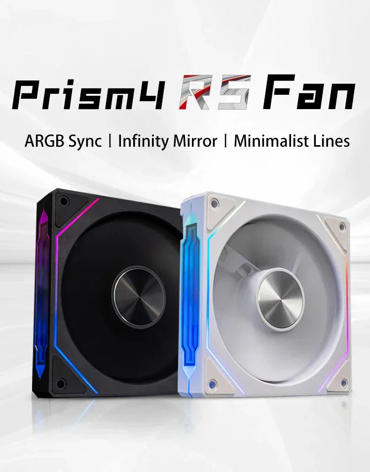 LDPCSJ Prism 4RS 120mm ARGB PC Case Fan with Infinity Mirror Design, 4-PIN PWM Motherboard Synchronization CPU Cooler Fan