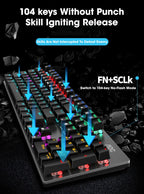 GK410 104 Full Keys Hot Swap Metal Panel Mechanical Keyboard RGB Light Green Black Tea Redaxis Non-Impact Gaming Computer Keyboard