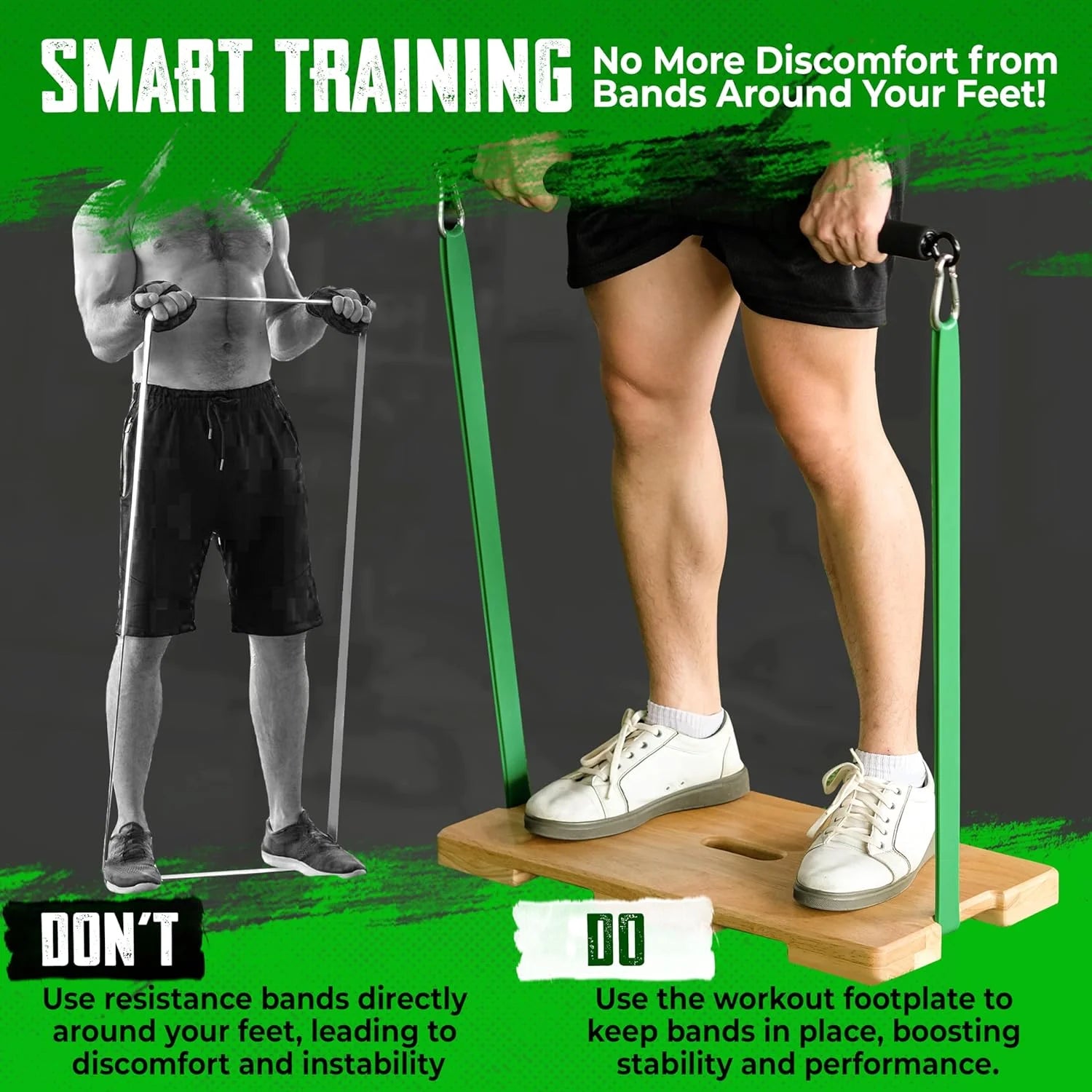 Wooden Fitness Board, Exercise Platform or Wooden Exercise Board for Resistance Band Exercises, Resistance Band Training, Stretching