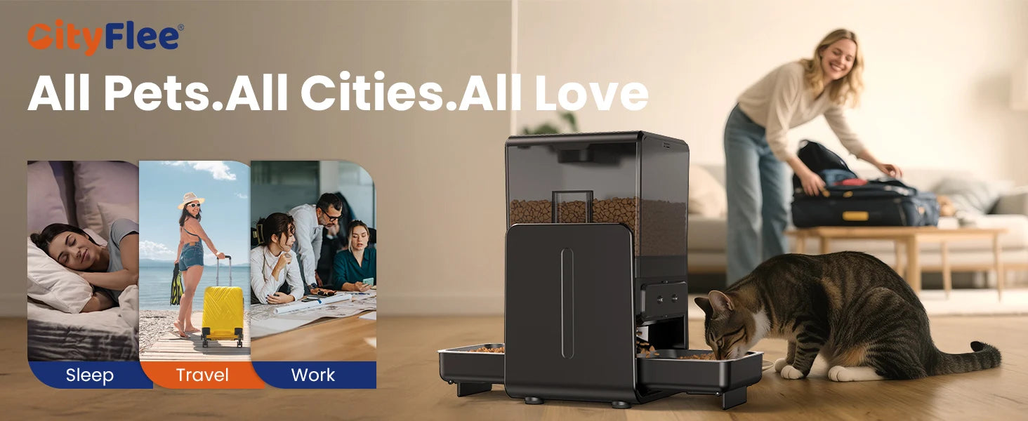 5L Automatic Cat Kibble Dispenser 2 Bowls Smart Voice Recorder Pluggable Control Panel Auto Cat Food Dispenser For Pet Dry Food