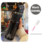 750ml/1000ml Large Capacity Sports Water Bottle Waterproof Plastic Water Cup Outdoor Travel Cycling Hiking Camping Gym Drinkware