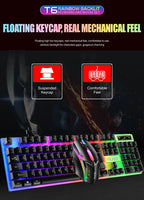 Rainbow Backlit Wired Keyboard and Mouse,Floating Keycap Strong, Wear-resistant, Comfortable Feel Keyboard for Business Office