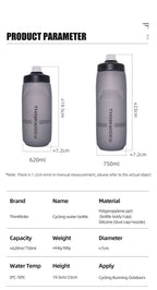 ThinkRider 620ml/750ml MTB Bicycle Water Bottle, Road Bike Water Bottle, Outdoor Sports Plastic, Portable, Large Capacity Drink, Cycling