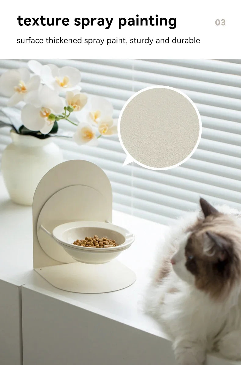 Detachable Pet Cat and Dog Bowl Protects Cervical Vertebrae Against Upset Height Adjustable Pet Ceramic Bowl