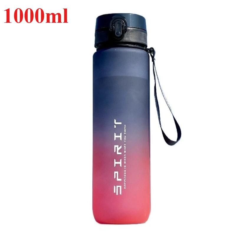 500ML/1000ML Large Capacity Sports Water Bottle Leak-Proof Motivational Portable Reusable Plastic Cups Outdoor Travel Gym Jugs