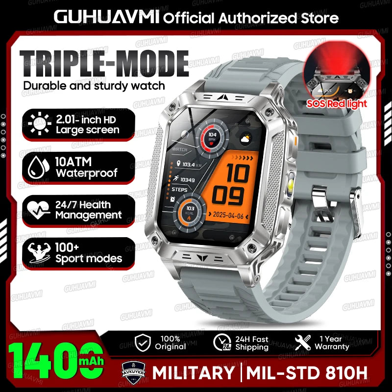 Smartwatch Militar 2026 – Robustez Extrema, Lanterna LED e Autonomia XL