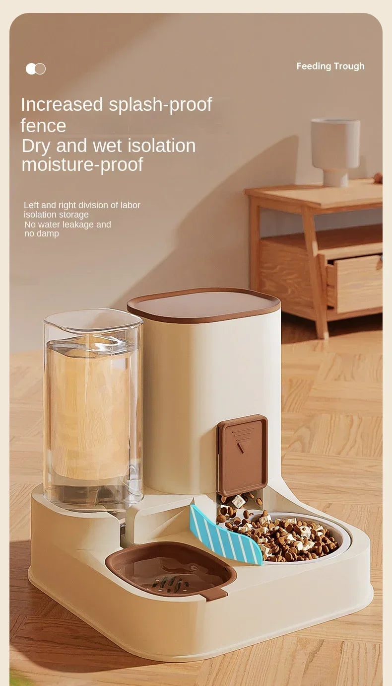 New Automatic Feeder Cat Dog Food Bowl with Water Fountain Dry Wet Separation Pet Puppy Kitten Food Storage Dispenser Container