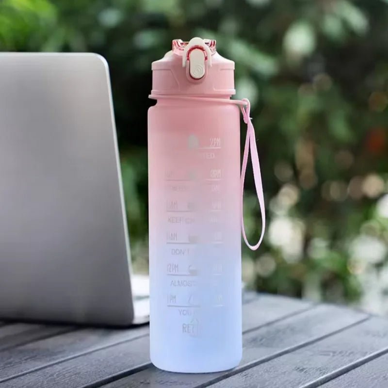 Sports Water Bottle with Time-Tracking Straw Leak Proof Locking Flip Cover for Easy Carry Ideal for Outdoor Adventures