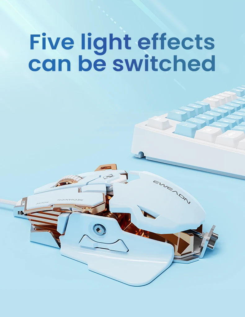 EWEADN G5 USB Wired Gaming Mouse Silent or audible optional, Buttons Macro Function Keys, for desktop, laptop, computer, school