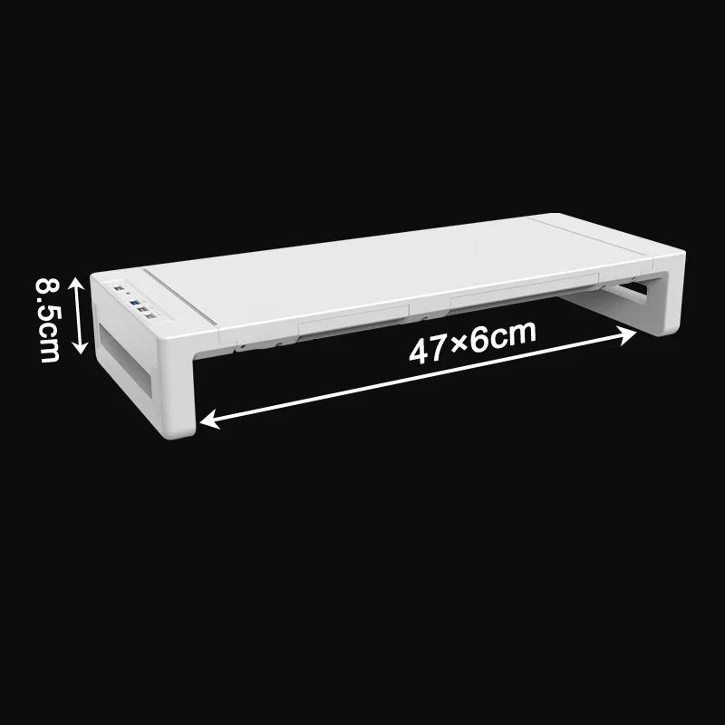 Monitor Stand Riser, With Foldable, Height Adjustable Computer Stand, Desk Shelf Riser with Storage Drawer & Tablet Phone