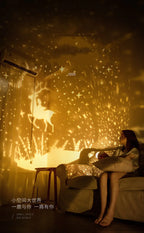 Candeeiro Lua Rotativo com Projeção Galaxy e Luz Noturna Decorativa