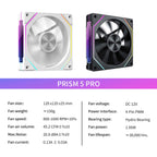 Ventoinha LDPCSJ Prism 5 Pro 120mm — ARGB, PWM 4‑PIN, Alto Fluxo