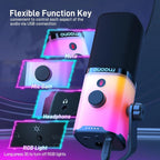 MAONO PD100X — Microfone Dinâmico USB/XLR com Noise Reduction, Mute e RGB