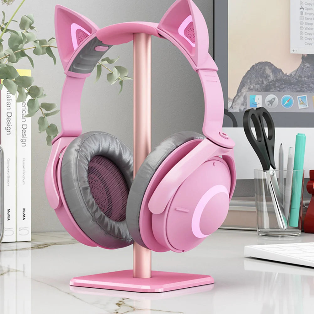 Aluminum Alloy Headphone Stand Holder Space Saving Gaming Headset Stand Rack Desktop Organizer Display Earphone Hanger Bracket