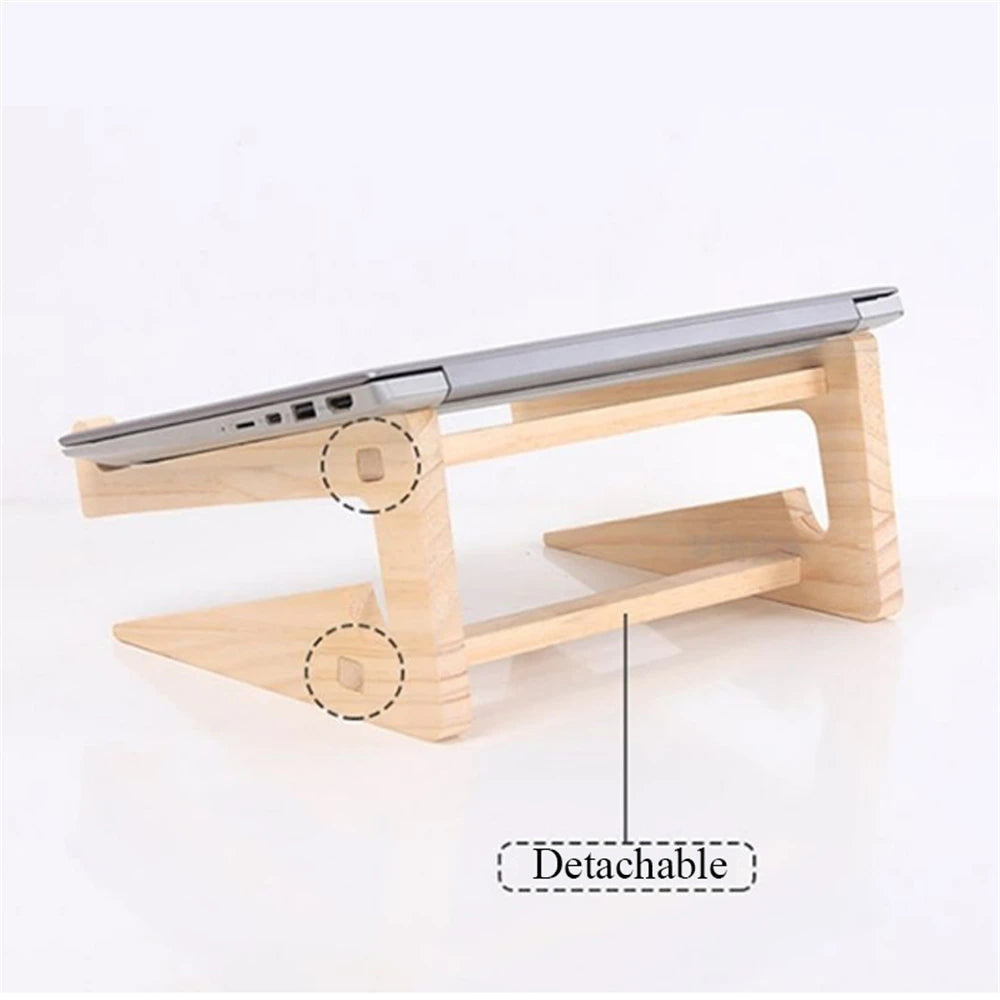 Universal Wooden Laptop Holder Detachable Base Stand Computer Cooling Bracket Suitable For Notebook Laptop Tablet 10-17 Inchs