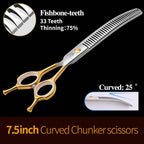 Fenice 7.0/7.5 inch Professional Dog Grooming Shears Curved Thinning Scissors for Dog Face Body Cutiing JP 440C High Quality