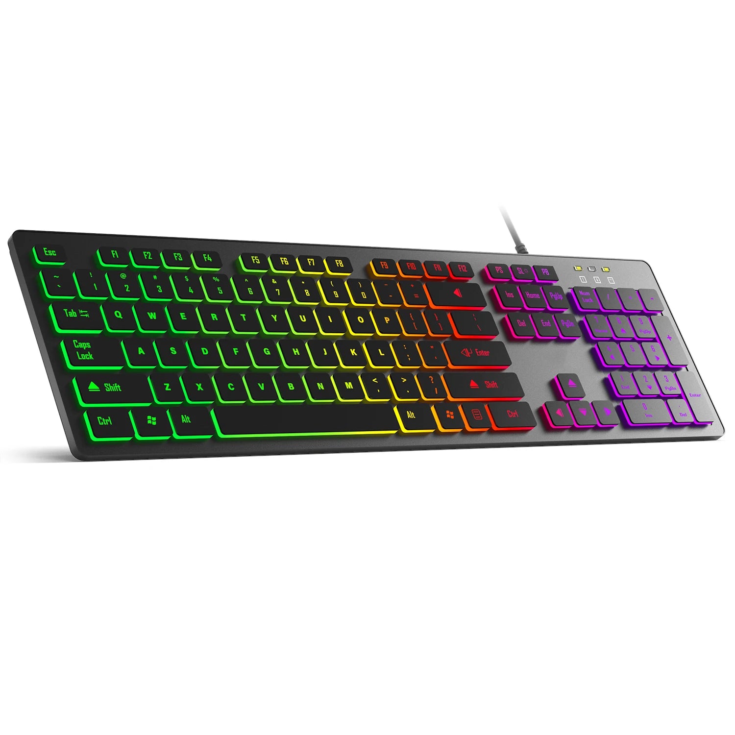 Computer Gaming Keyboard Light Backlit RGB Mute Wired Keyboard USB Office Home Russian French Spanish German Arabic English