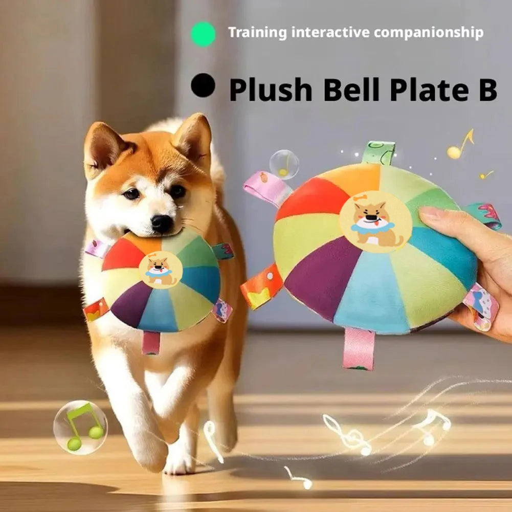 Dog Sounding Plush Toy Bell Cartoon Flying Disc Toy Small Dog Teeth Grinding Toy Wear-resistant Bite-resistant Puppy Pet Product