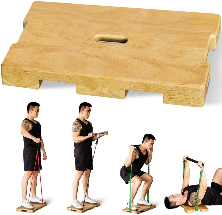 Wooden Fitness Board, Exercise Platform or Wooden Exercise Board for Resistance Band Exercises, Resistance Band Training, Stretching